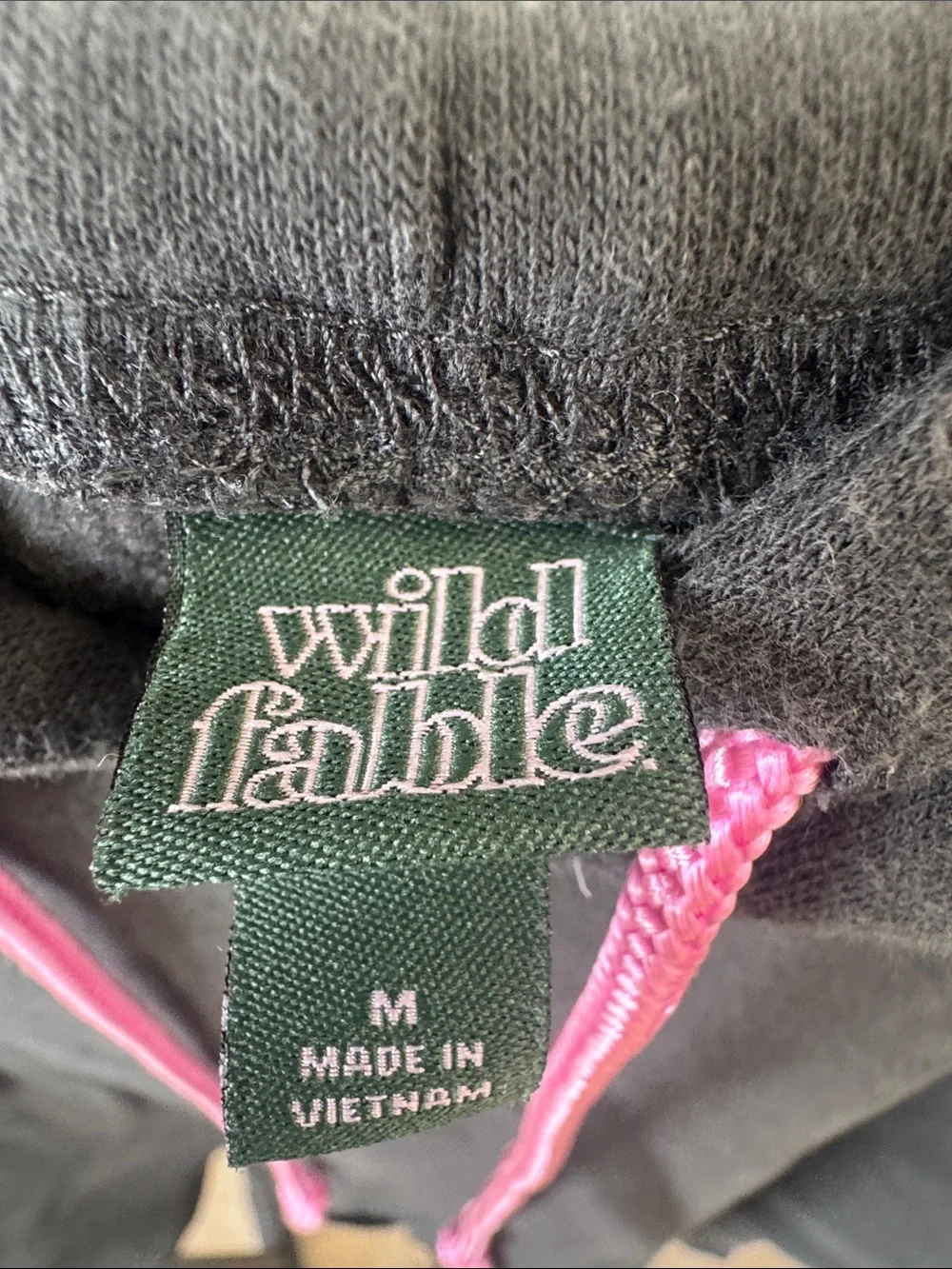 wild fable Black Hooded Sweatshirt with Pink Drawstrings - Picture 3 of 4